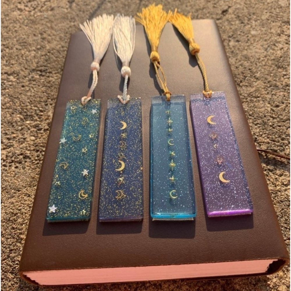Celestial resin sparkle bookmarks